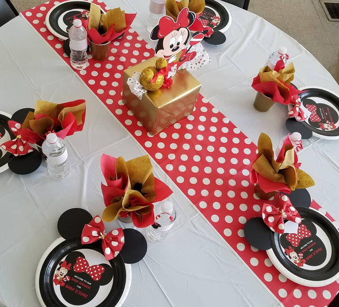 Red, Gold and Dots for a Minnie Mouse Baby Shower
