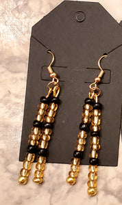 Handmade Glass Seed Bead Stick/ Dangle Hook Earrings