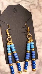 Handmade Glass Seed Bead Stick/ Dangle Hook Earrings