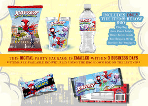 Spiderman Party Supplies Chip Bag, Caprisun, Water Bottle Labels Printable  Spiderman Party Set digital File Only 