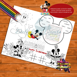 Mickey Mouse Activity Sheet