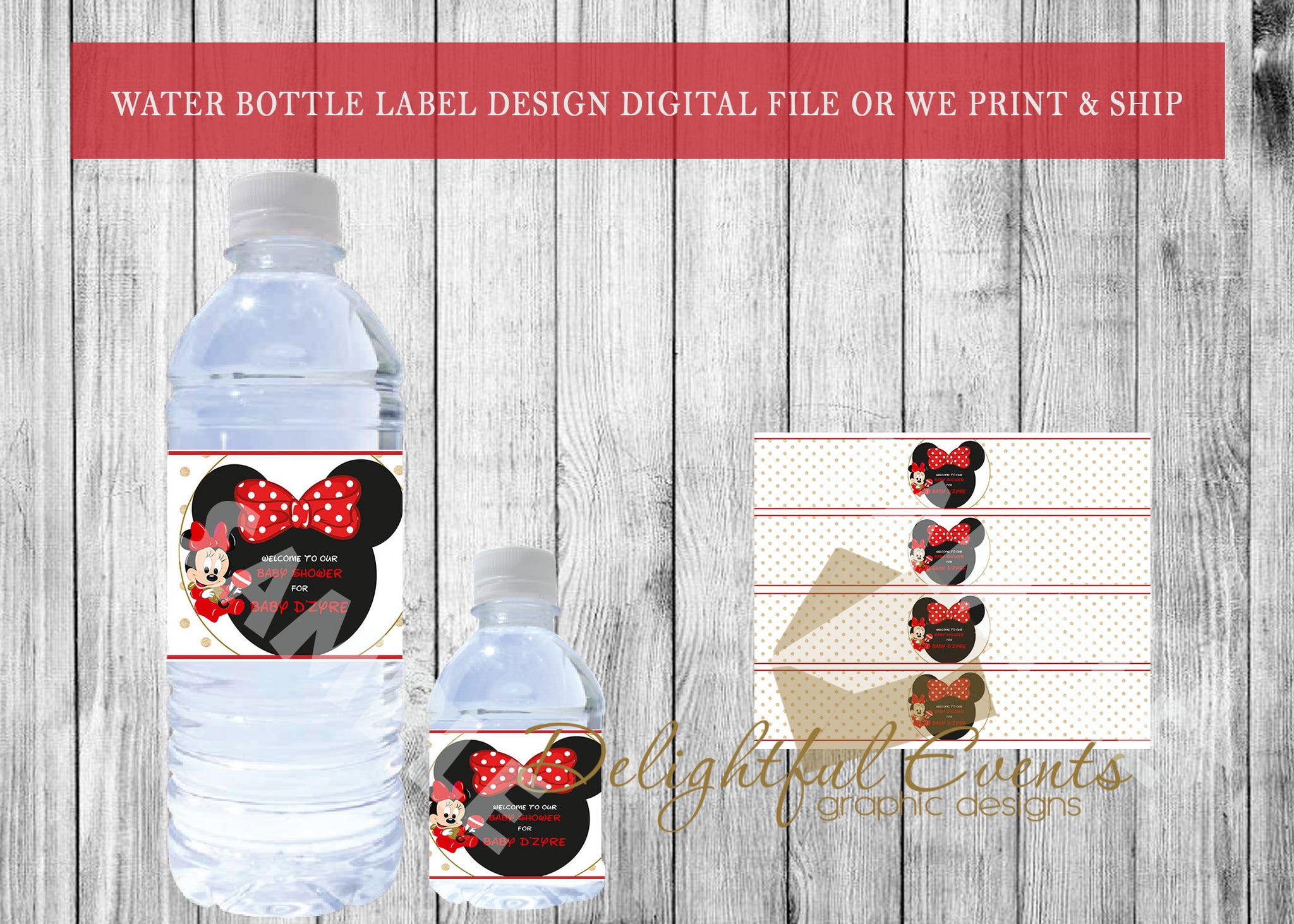 Minnie Mouse Party Drink Labels Printable Minnie Water Bottle