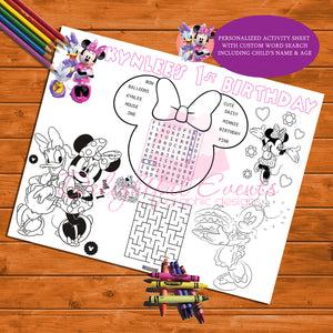 Minnie Mouse Activity Sheets 