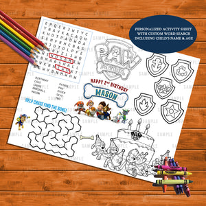Activity & Coloring Sheets Personalized - Printed ONLY (Please Read Item Description)