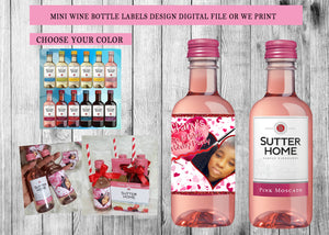 Custom Mini Wine Bottle Labels Any Event or Occasion - Digital or Printed (Please Read Item Description)