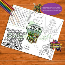 Load image into Gallery viewer, Ninja Turtle Activity and Coloring Sheet