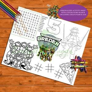 Ninja Turtle Activity and Coloring Sheet